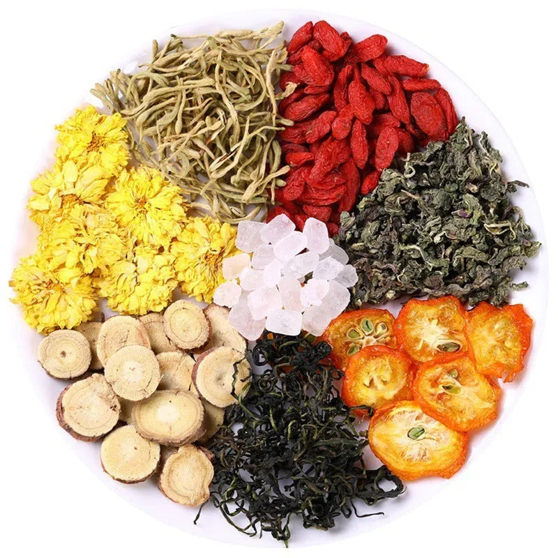 Honeysuckle chrysanthemum herbal tea 150g box with promotional bundle options and free tea cups