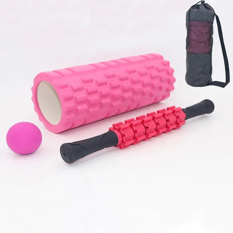 33cm black fitness foam roller with six segmented pieces for muscle massage