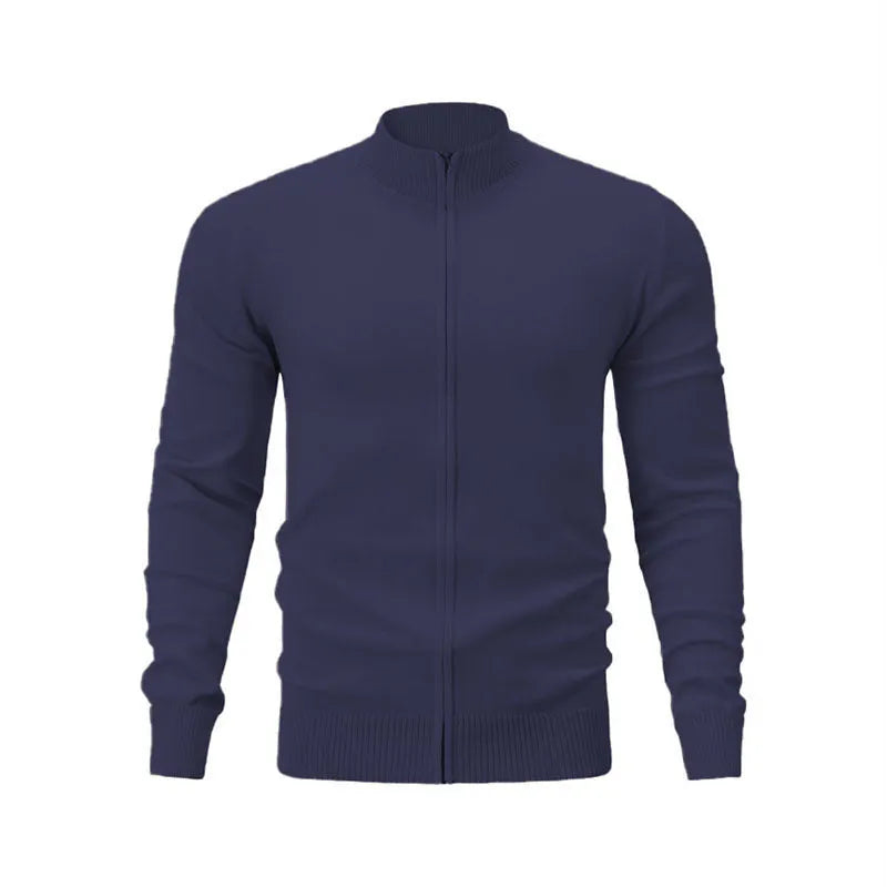Cotton stand collar zip sports sweater in loose fit Asian sizing