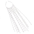 Gold rhinestone headband with dangling tassel mesh for formal hairstyles.