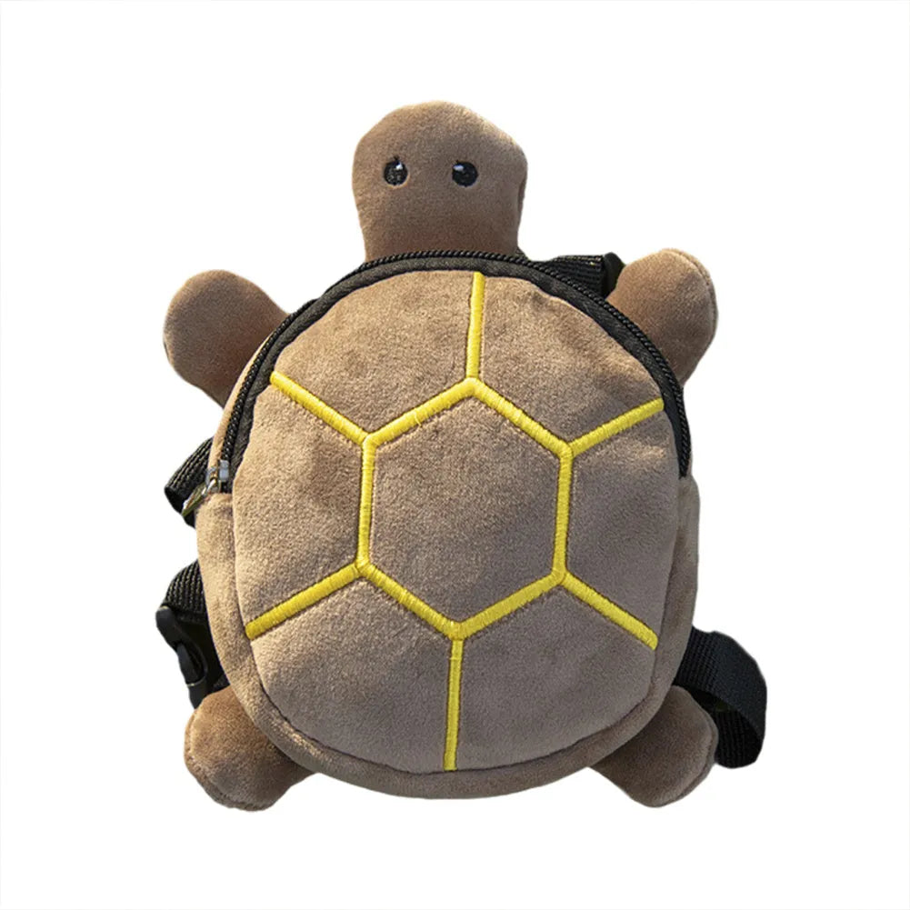Turtle-shaped dog backpack harness vest in velvet with metal zipper, dimensions 20 x 18cm