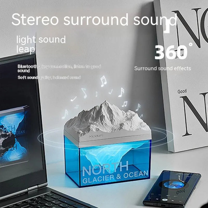 Glacier night light Bluetooth speaker acrylic compact bedside lamp 13.8 x 8.5 cm solid colour