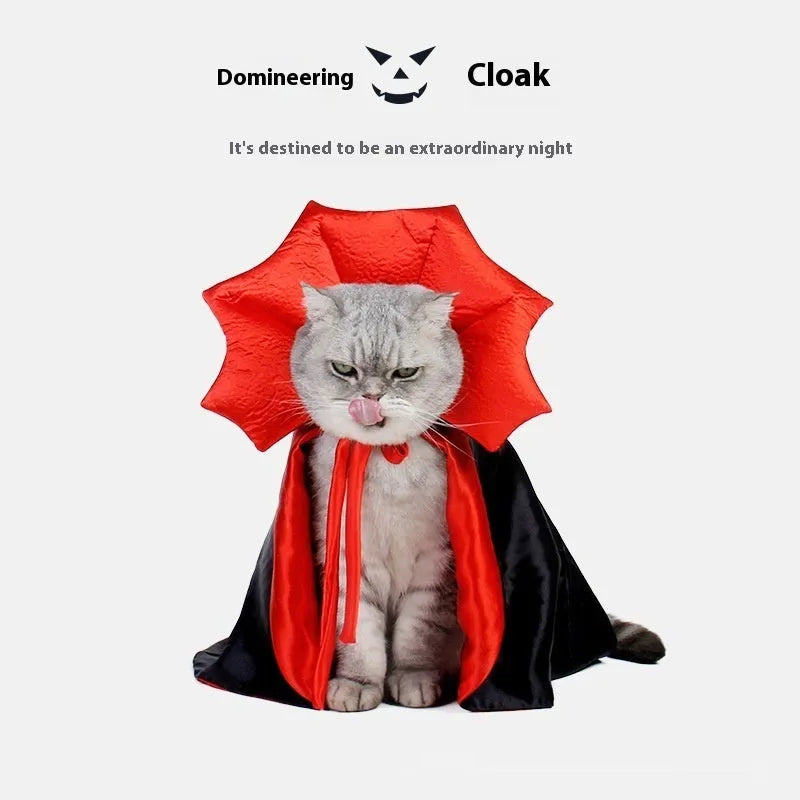 Black and red Halloween costume for small cat or dog with free-size polyester construction