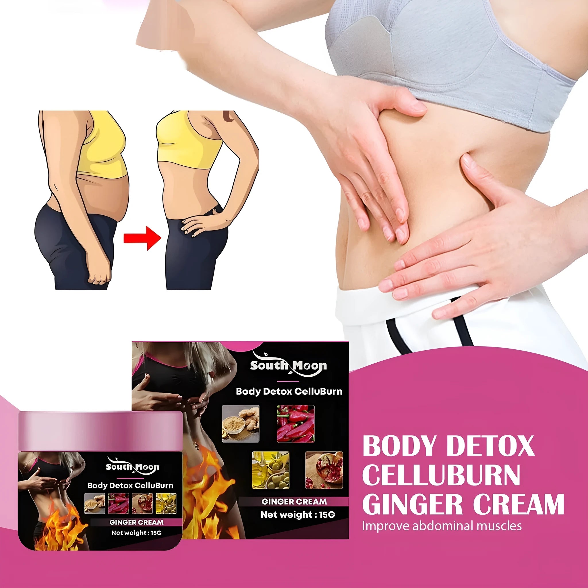 15g tube of Ginger Body Thigh Slimming Shaping Tightening Cream