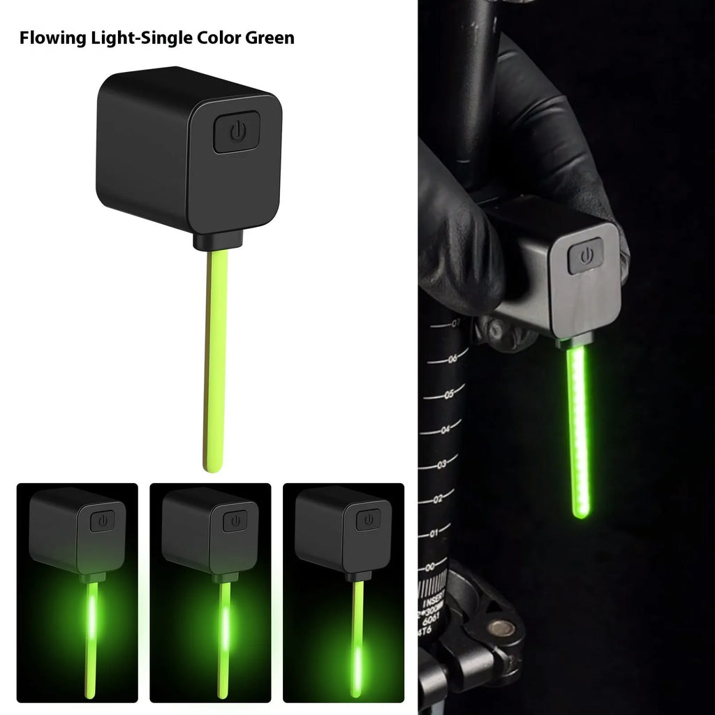Bicycle running water taillight with animated safety lighting in multiple colour options