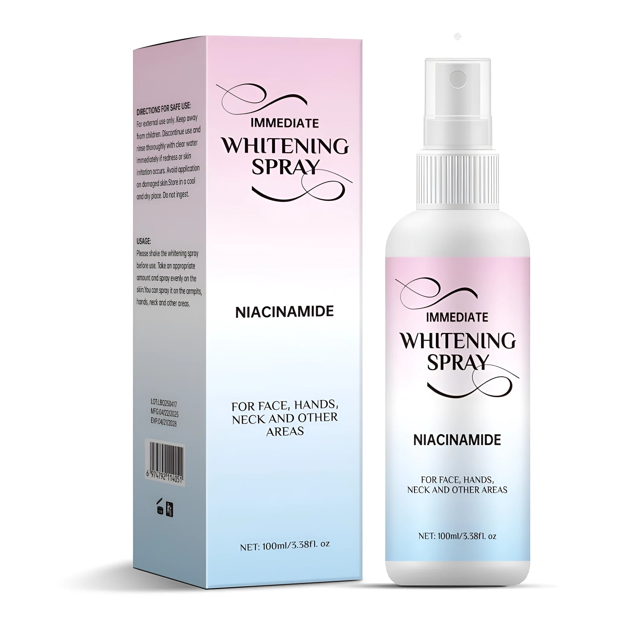 100ml whitening spray bottle with pump for brightening skin tone