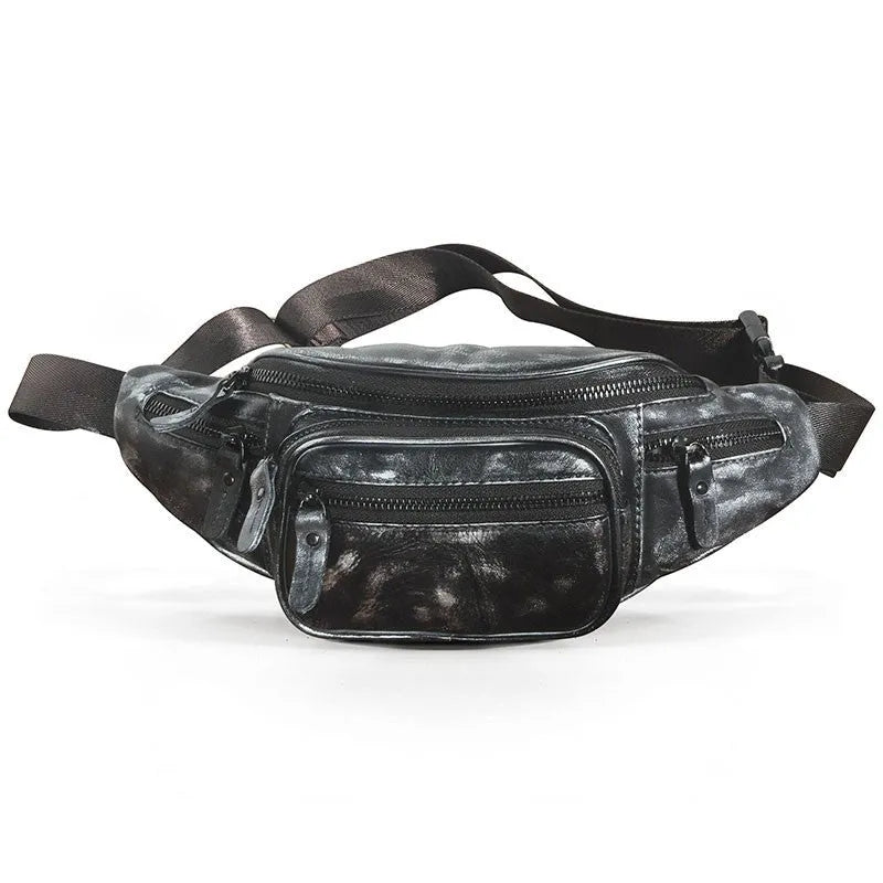 Leather shoulder messenger bag in retro style with adjustable crossbody strap