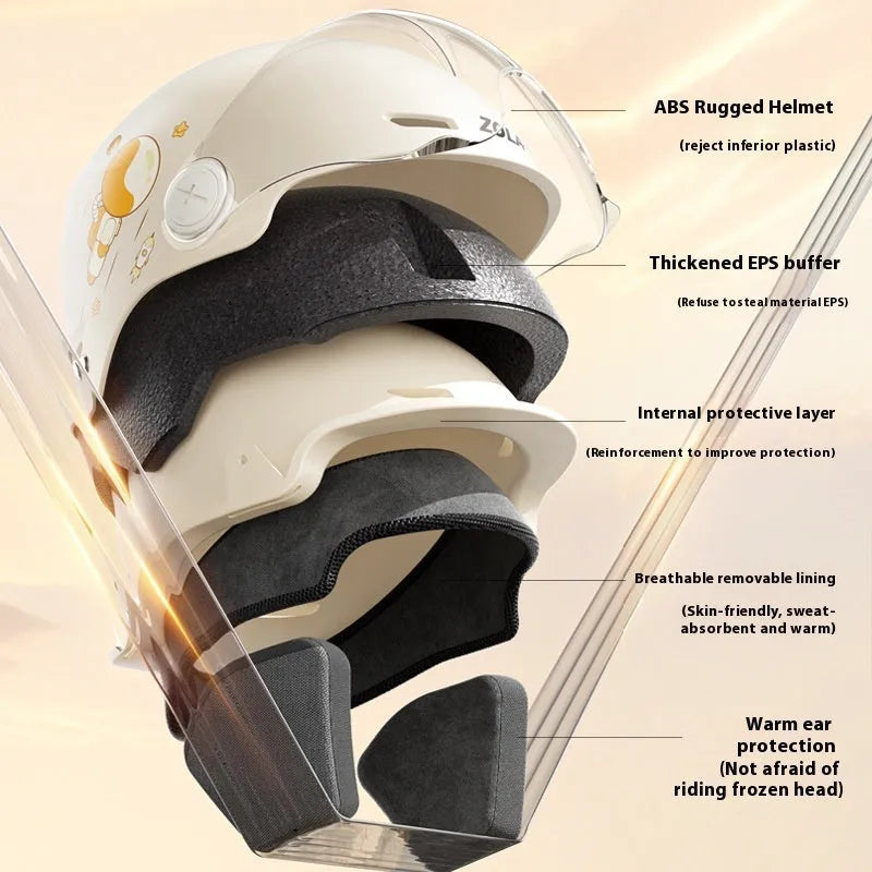 Khaki coloured unisex half helmet for electric motorcycles on a white background.