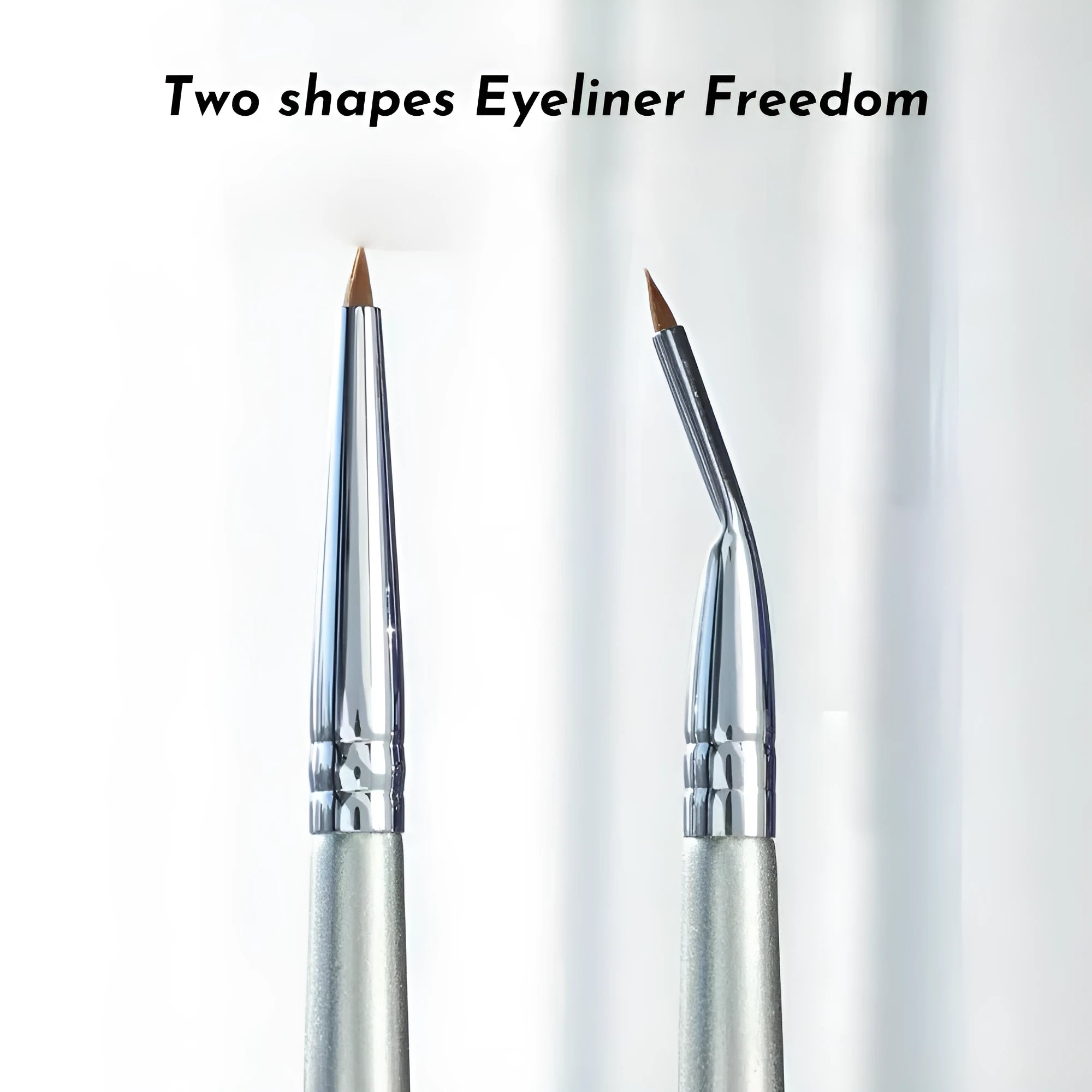Bend head eyeliner and detail makeup brush for tear trough concealer and fine liner application.