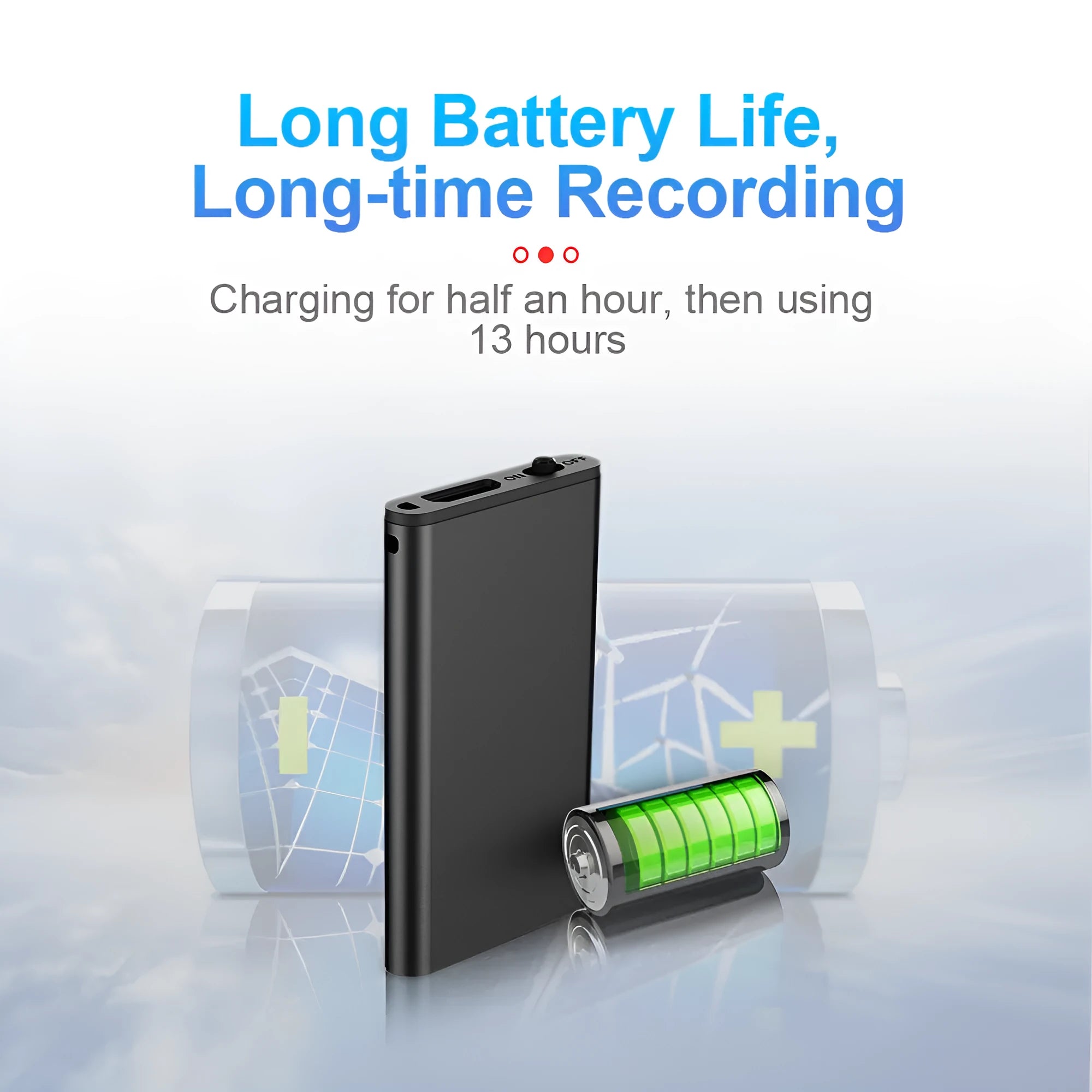 Silver aluminium alloy voice control recording pen with micro-USB port.