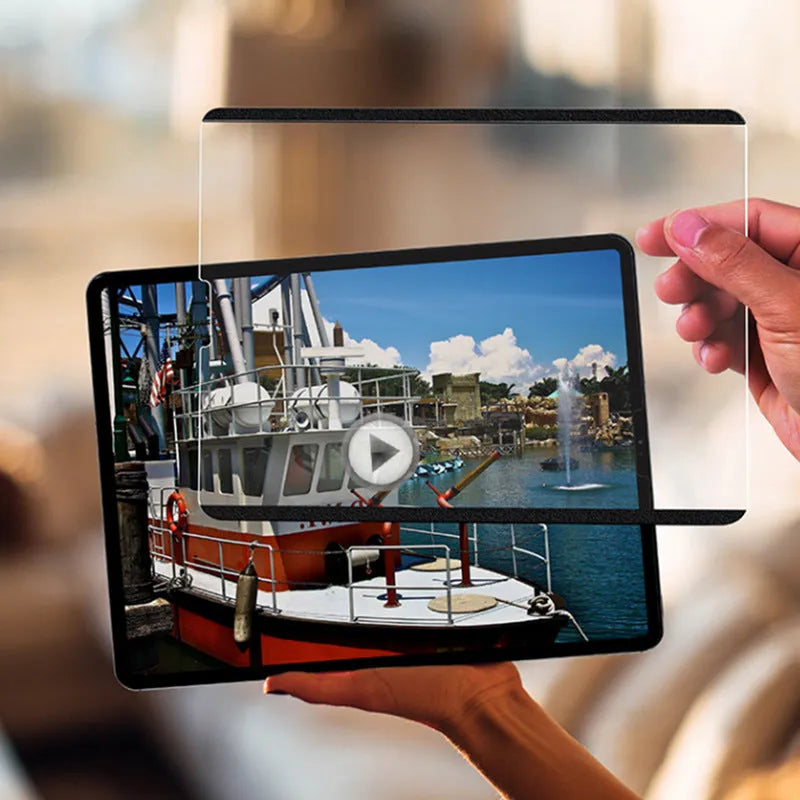 Magnetic detachable iPad drawing film with scraper tool on colour box packaging.