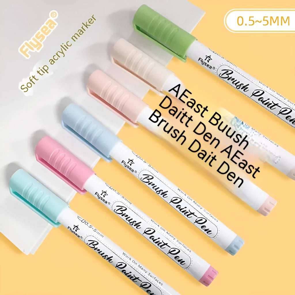 Set of soft head gouache pens for pressure-free artistic work on greeting cards and graffiti