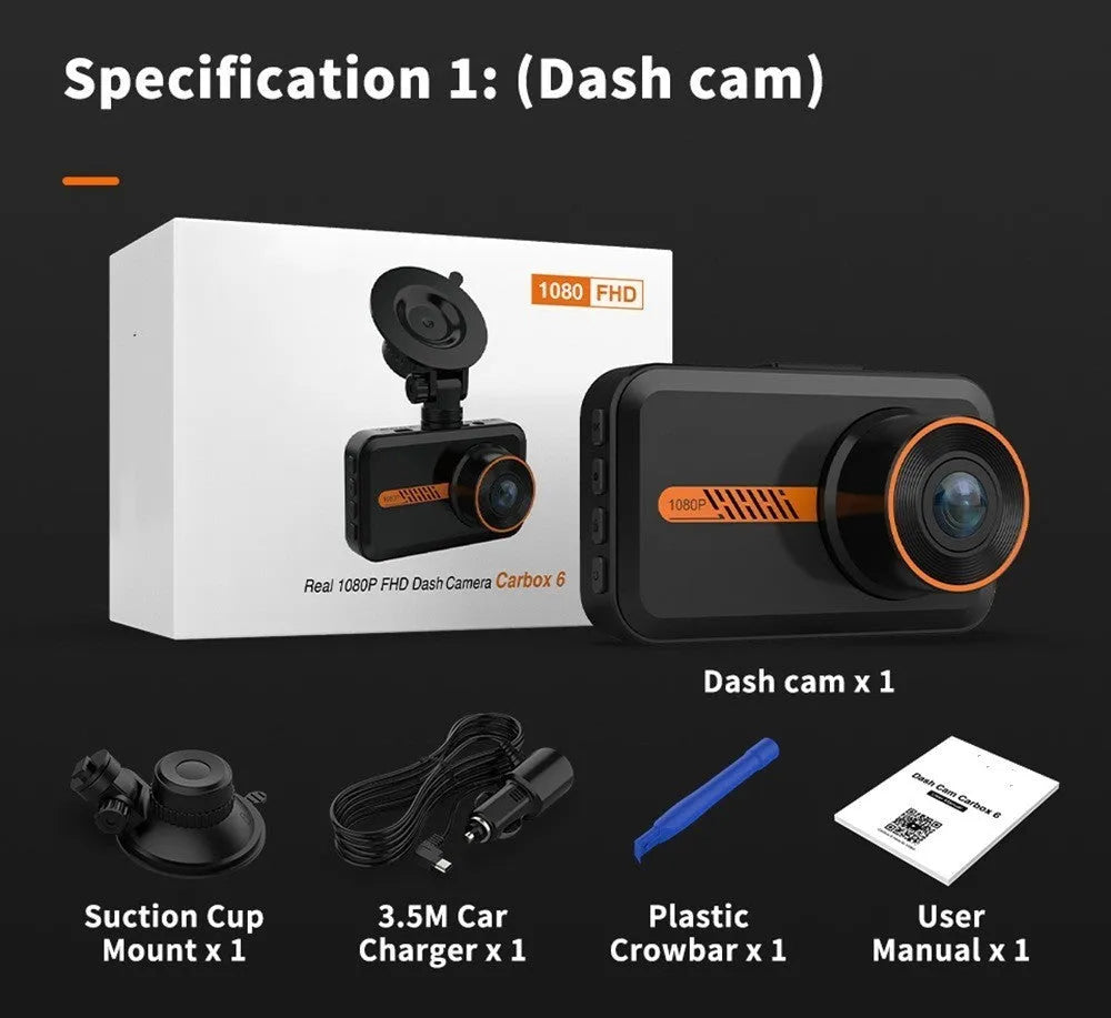 ThiEYE front and rear car dash camera with 3-inch screen mounted on car windscreen