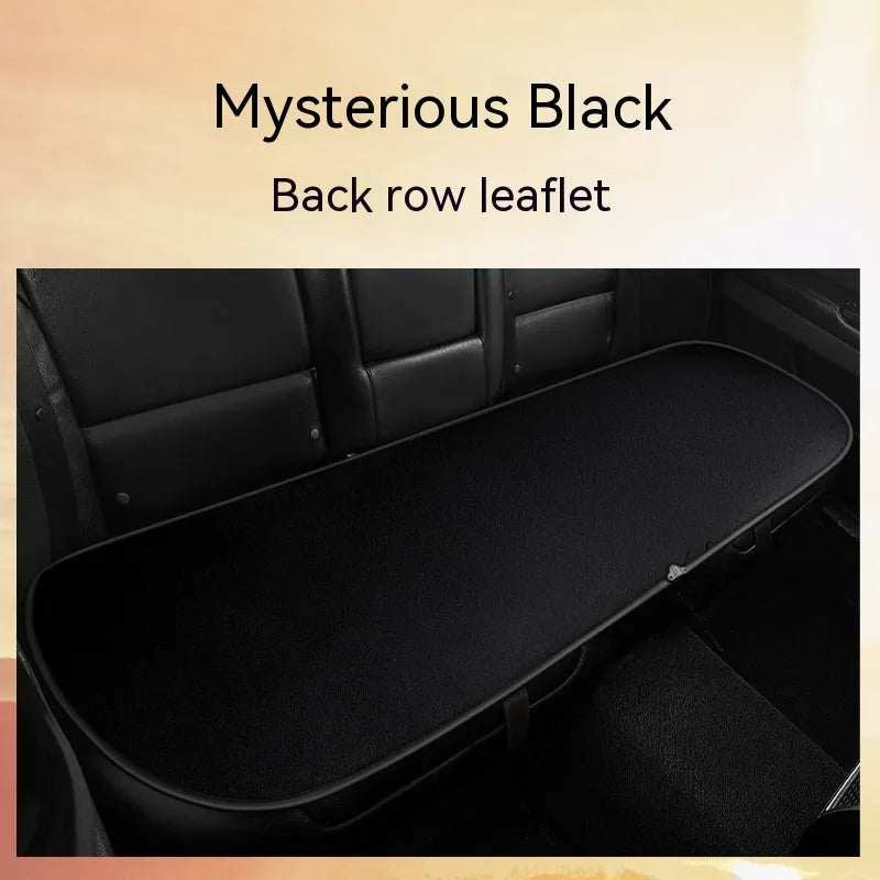 Heated car seat cushion in beige, black, and coffee colours showing single, double, and rear seat size options