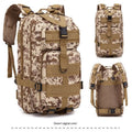 Large khaki Oxford cloth hiking backpack with air pillow belt system, shown for mountaineering use.