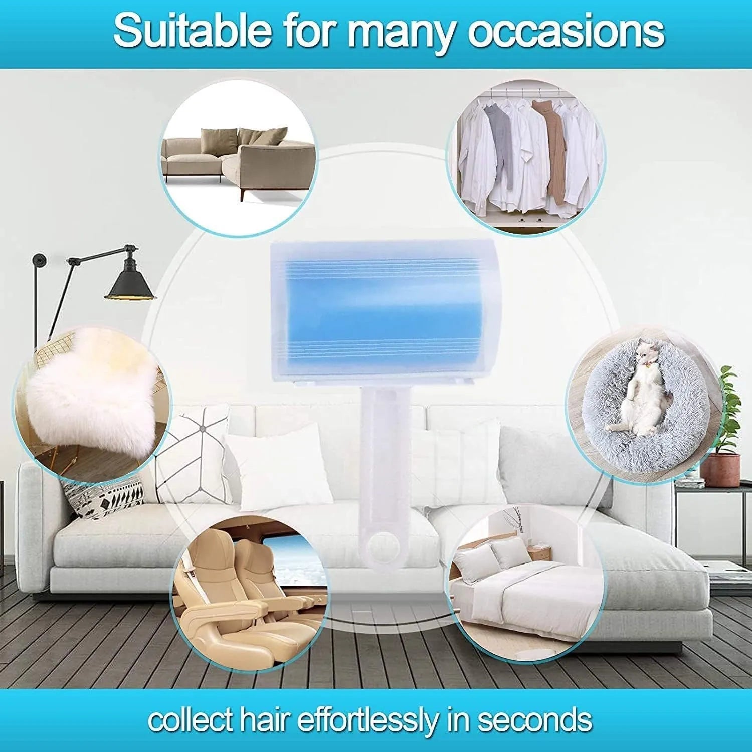 Washable reusable lint roller with protective cover for removing pet hair from clothes and fabrics
