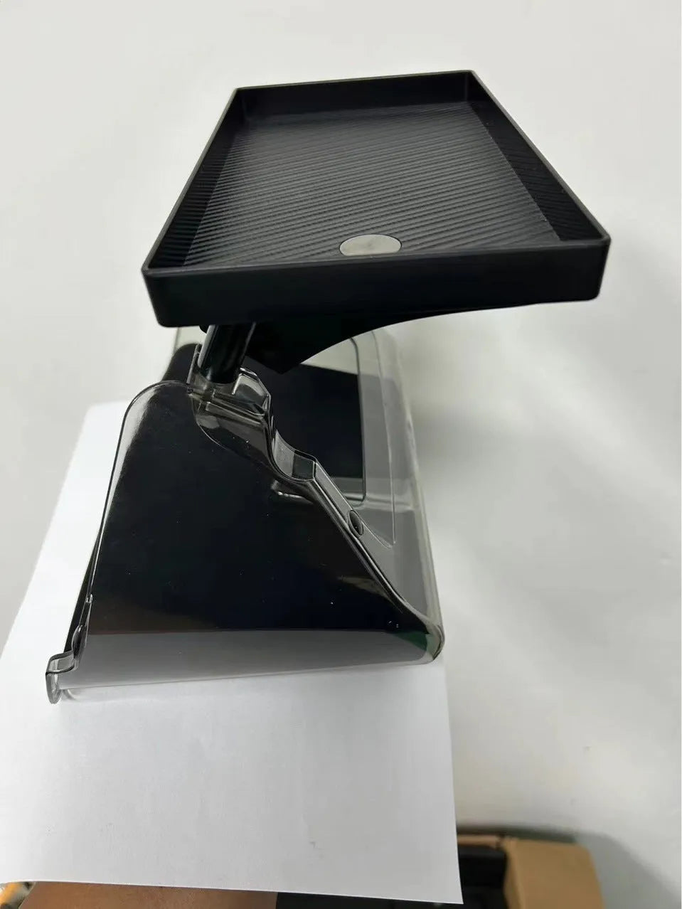 Black ABS storage box for under the ETC tray in a Tesla Model 3 or Y interior.