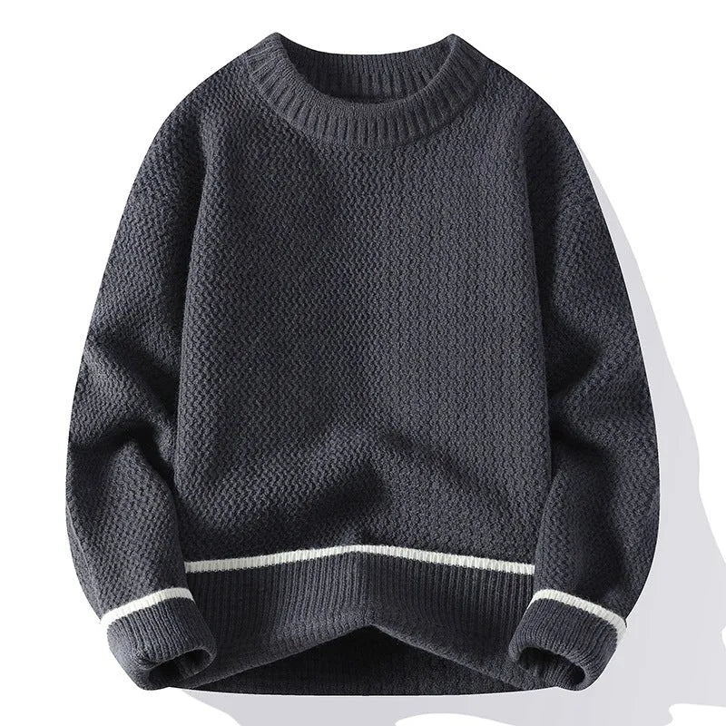 Men's loose fit pullover sweater in chemical fibre blend for autumn wear
