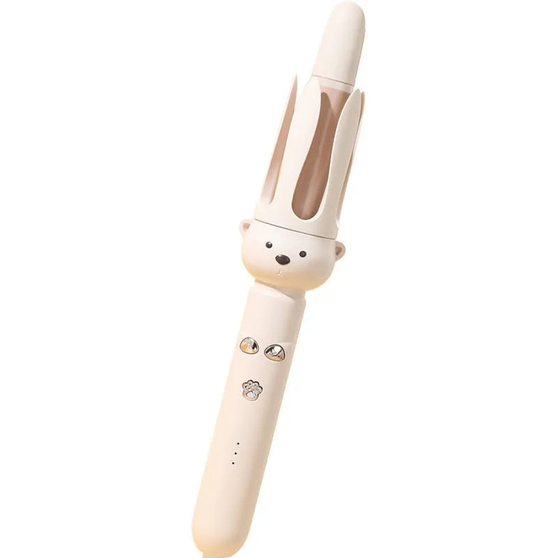Beige anion automatic hair curler with wired power supply and hair stick accessory
