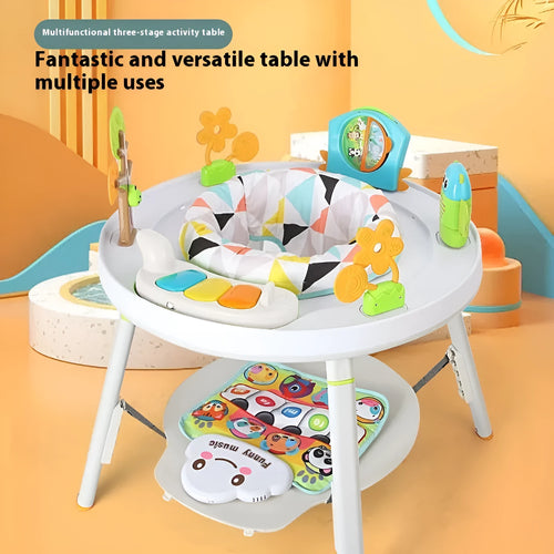 Baby jumping chair with bouncing function, gymnastic rack, and interactive toys for infant development