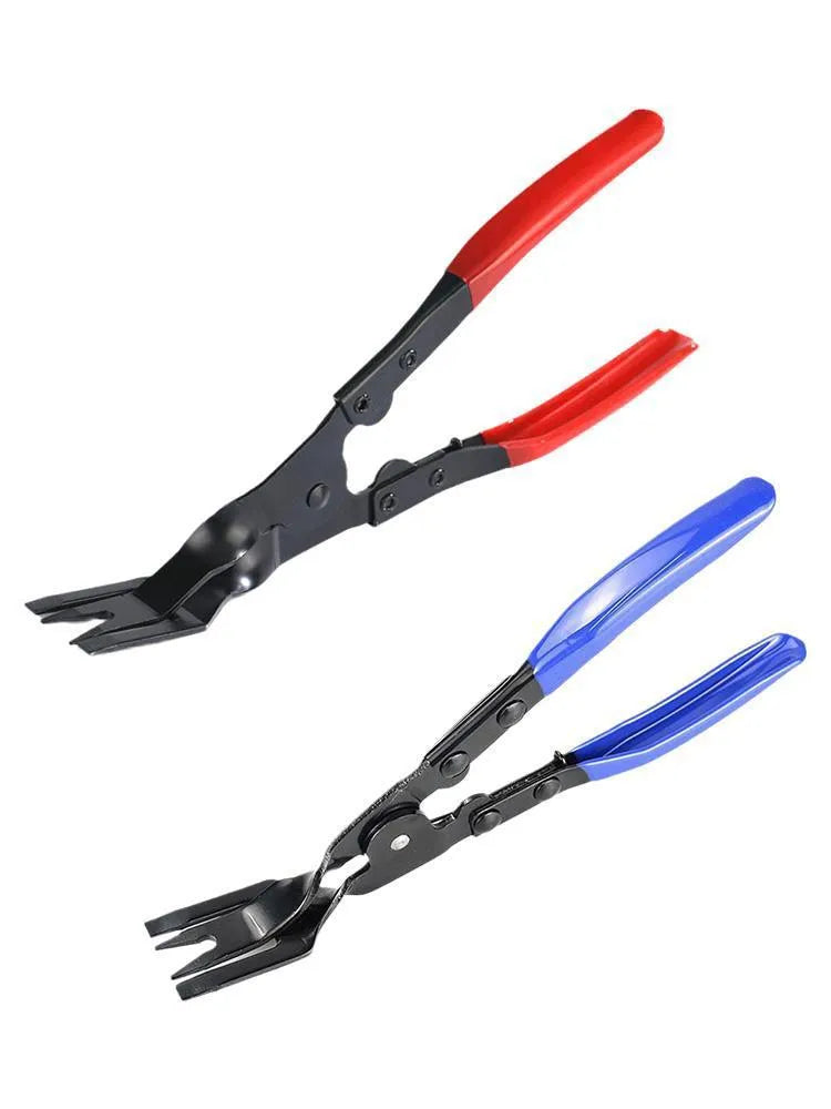 Blue steel car interior clip removal pliers tool showing 235mm length
