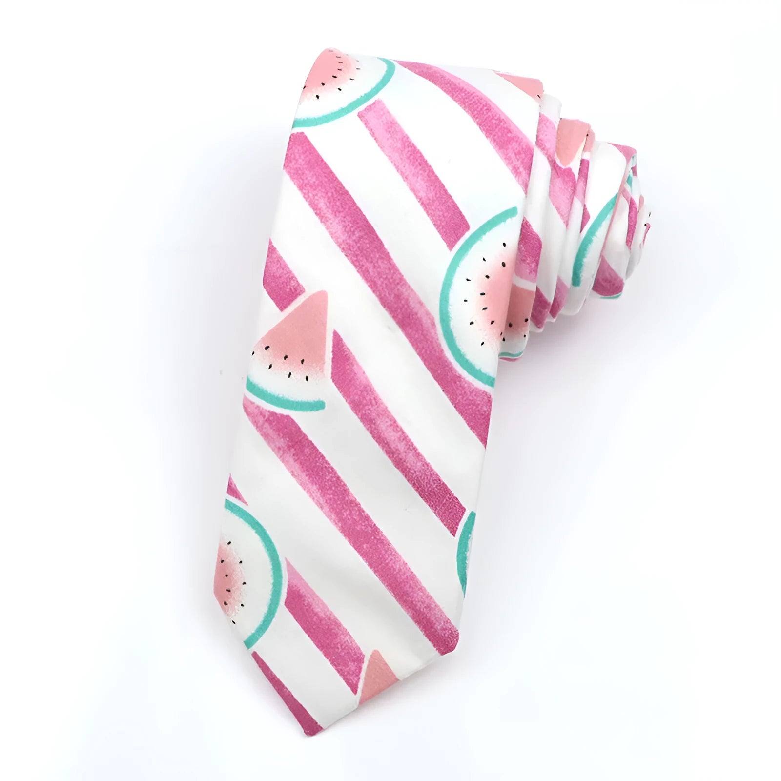 Narrow Korean-style cotton bow tie with a printed cartoon pattern.
