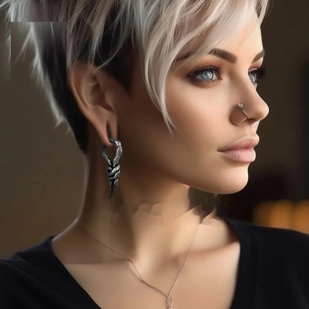 Creative Bends And Hitches 4mm copper auricle earrings with a bent, retro design.