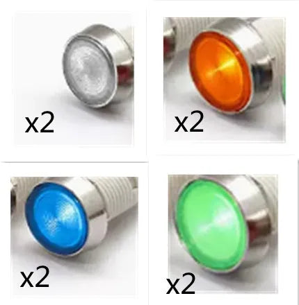 10mm stainless steel edge plastic indicator light with wire in multiple colours