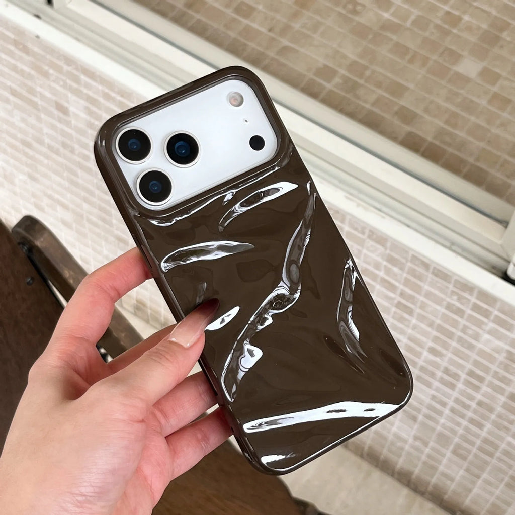 Three-dimensional pleated pattern TPU phone case in QF pleated green for iPhone 13 Pro Max