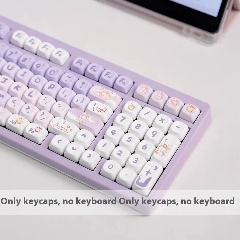 PBT gradient purple rabbit design key caps for mechanical keyboards with sublimation printing