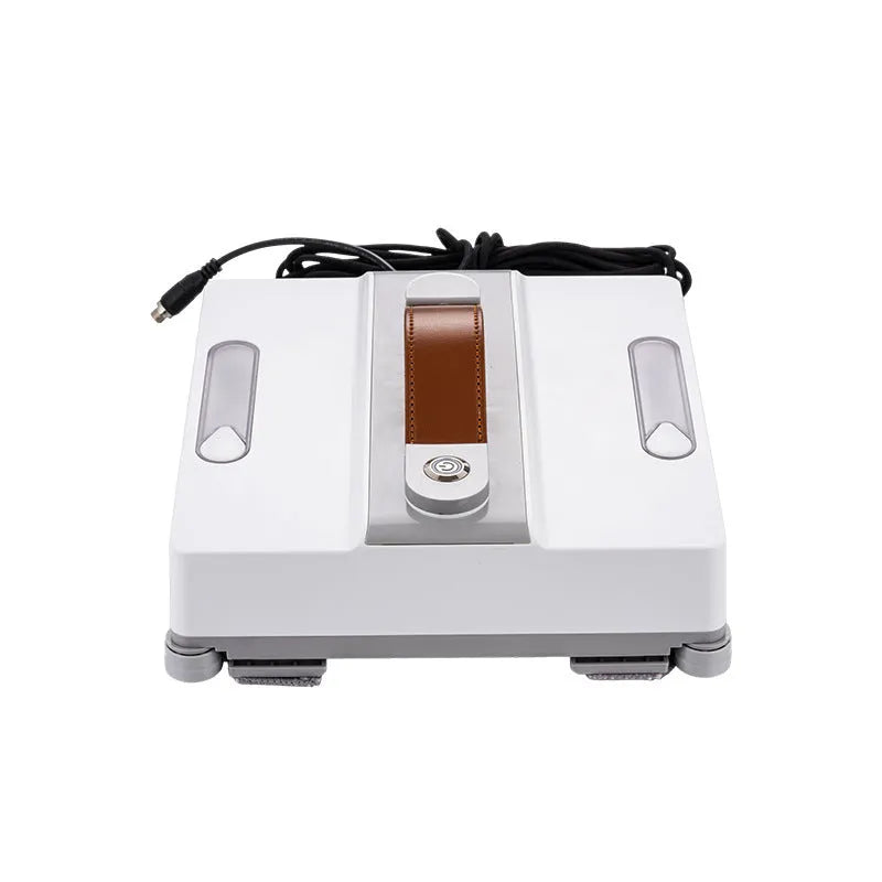 White electric window cleaning robot for high-rise automated glass washing with app control