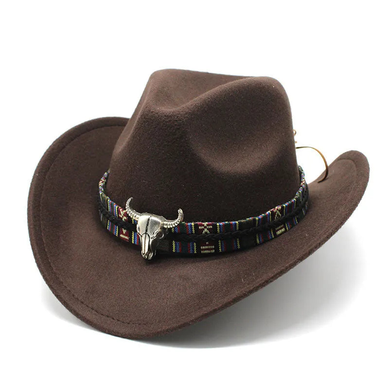 Western cowboy hat with bell crown style in polyester fabric, M size 56-58cm