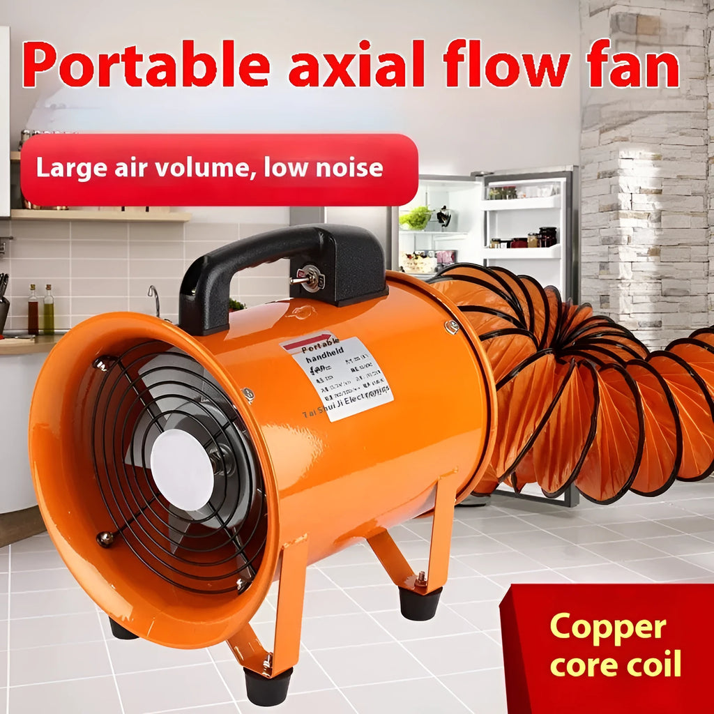 Portable titanium steel axial flow fan with 8-inch diameter and 7-blade design for industrial ventilation