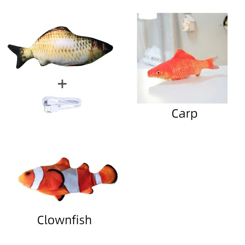30cm long multicolour electric jumping fish simulation cat toy with USB cable