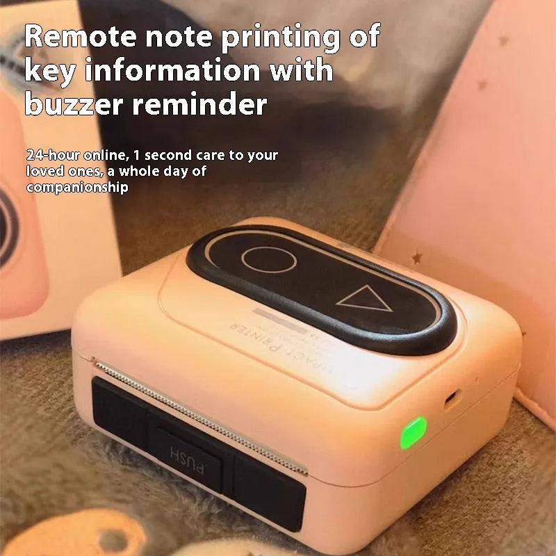 Avocado green Bluetooth mini thermal printer with mobile phone showing printed photo