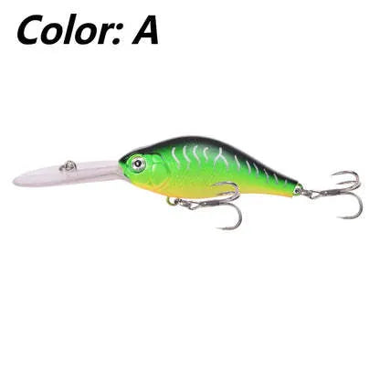 10.5cm long tongue board minnow fishing lure in assorted colours, shown with a 15g weight specification.