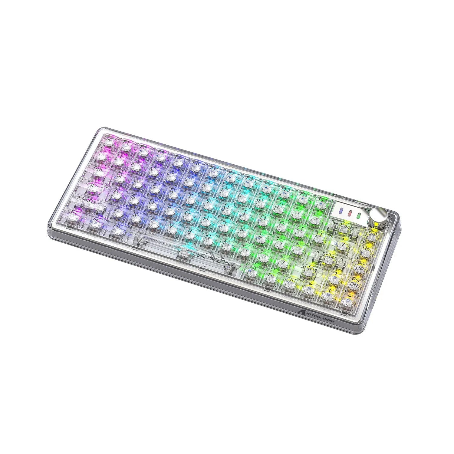Attack Shark K75RGB transparent wireless mechanical keyboard with RGB lighting