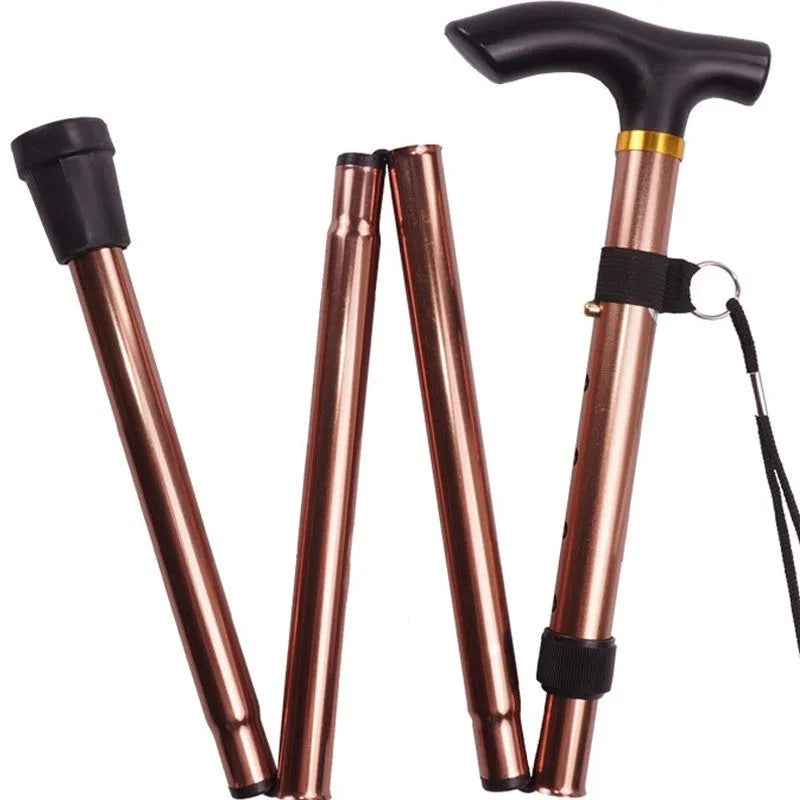 Aluminium folding walking cane with adjustable height and non-slip rubber tip