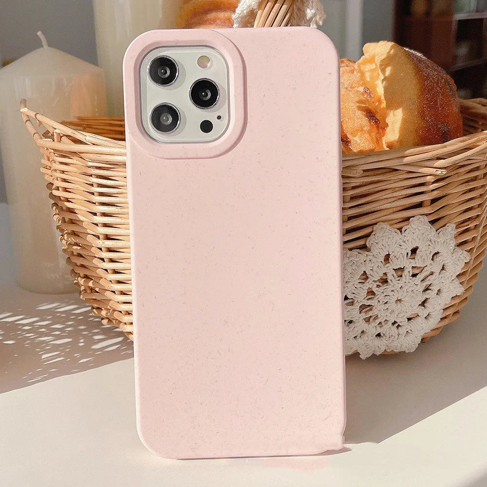 Fully degradable wheat straw composite phone case for Apple iPhone 14 Pro Max in multiple colours.