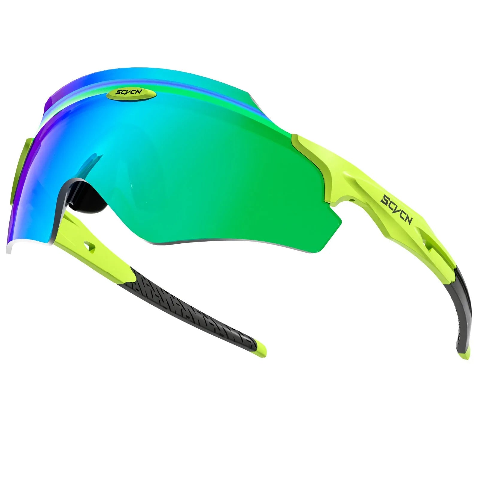 Frameless athletic windproof glasses with a colourful integrated lens in multiple style options.