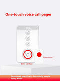 White elderly emergency alert device with a central buzzer unit and three wireless call buttons.