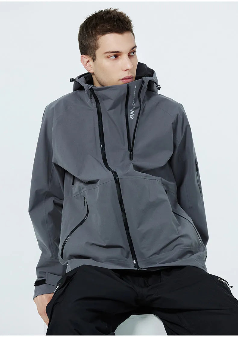Unisex windproof waterproof ski suit for snow sports in thin double plate design