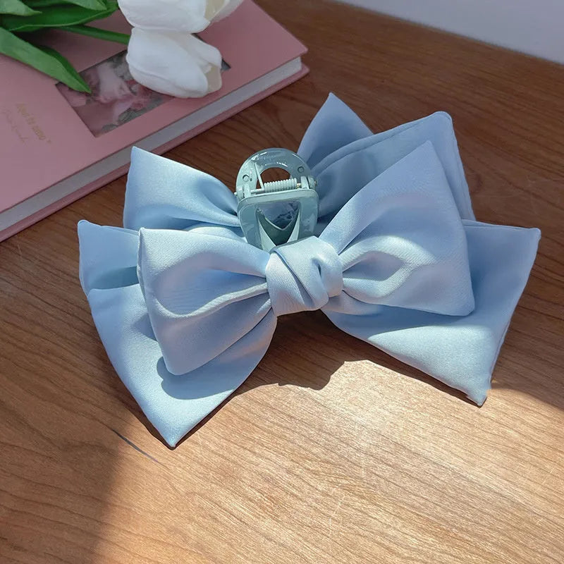 XL cloth bow hair claw clip in plain colour – Japanese Korean fresh sweet style