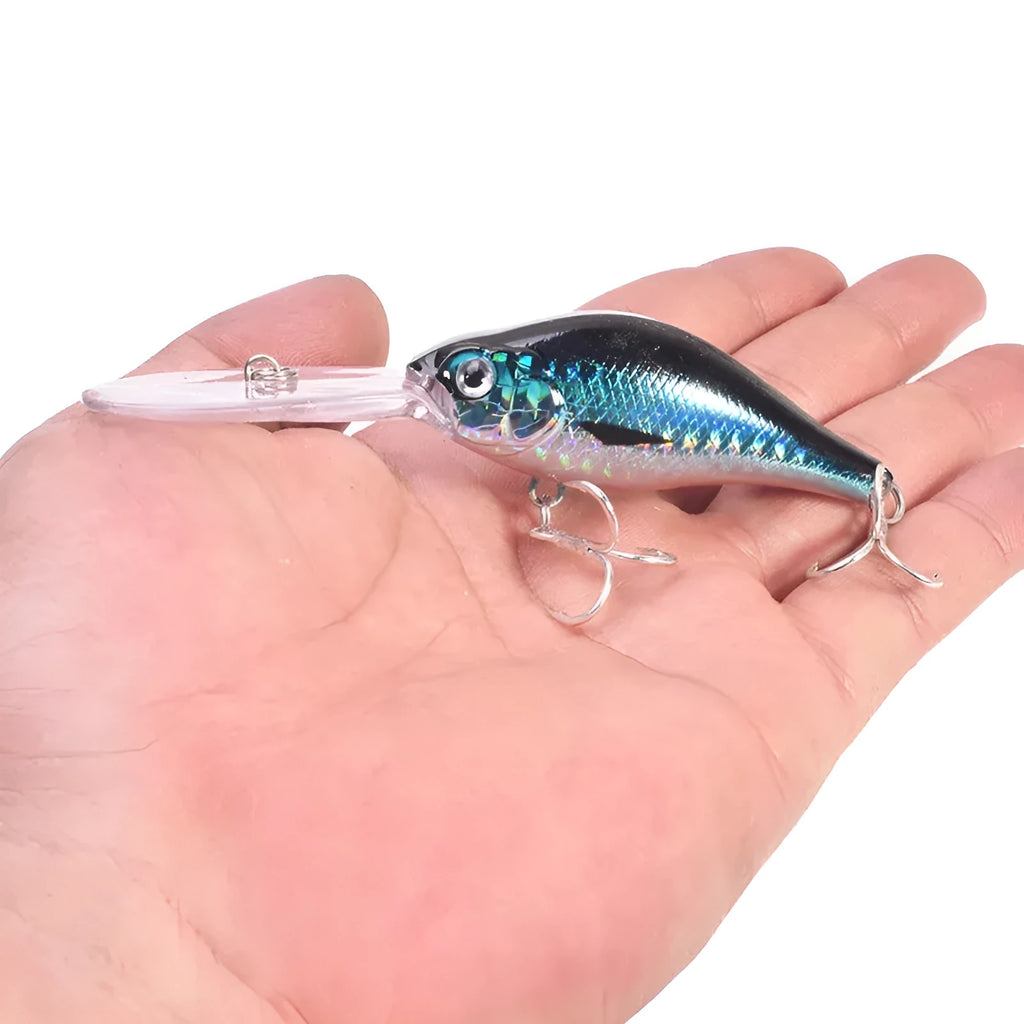 10.5cm long tongue board minnow fishing lure in assorted colours, shown with a 15g weight specification.