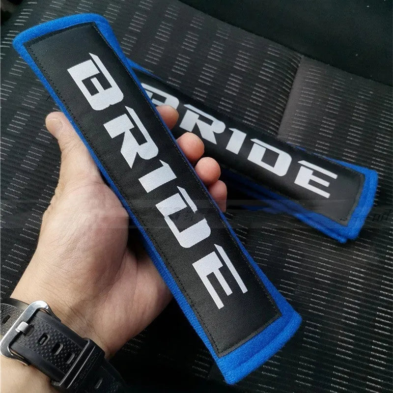 Car shoulder strap protection pads in cotton sponge material showing three colour options