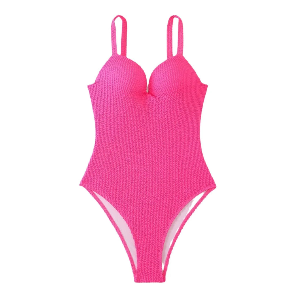 Women's one-piece swimsuit in sunken stripe design with sleeveless cut for swimming