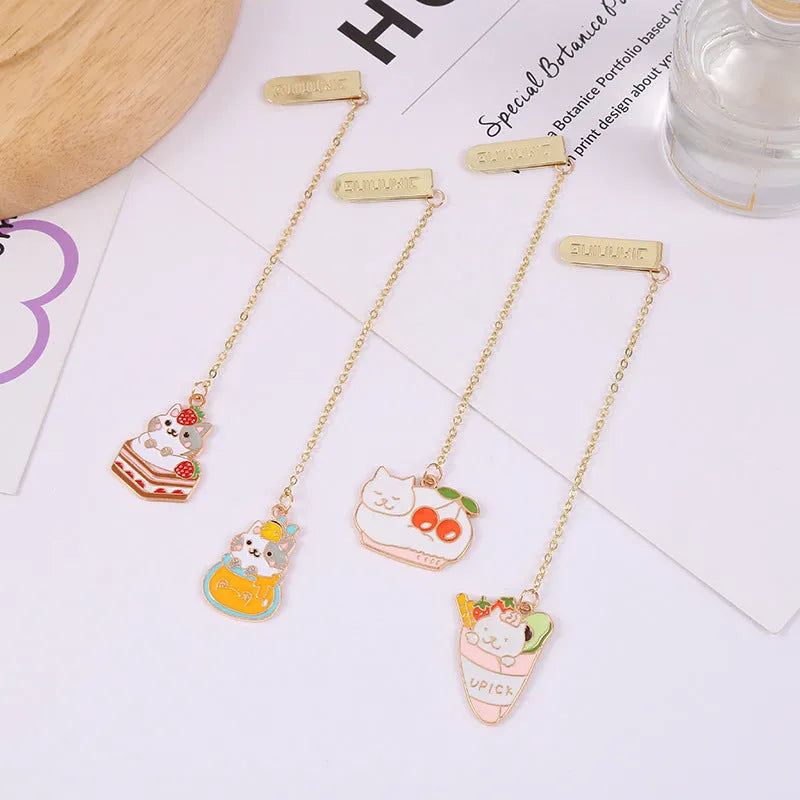 Jane Key Foodie Cat metal bookmark with cartoon designs, 3.8cm by 18.3cm