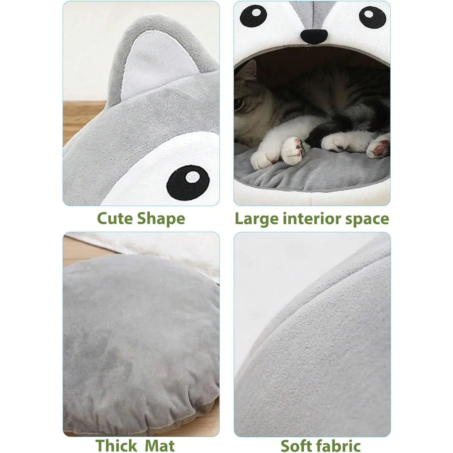 Indoor Fox-shaped Cat Bed with Hole and Removable Cushion for Dogs and Cats in Cloth Material Available in S M L Sizes Pet Cushion