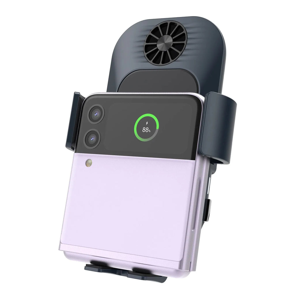 C35 colour car wireless charger phone holder with suction cup air vent mount showing charging surface and adjustable bracket