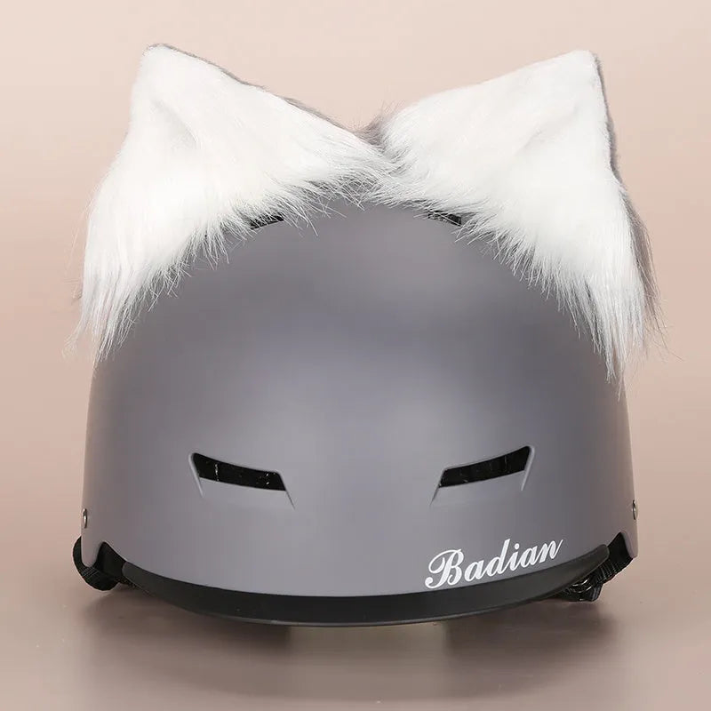 Plush fabric cartoon design helmet cover for motorcycle helmet decoration in medium size